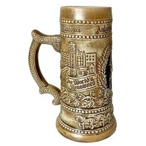 Vintage Anheuser-Busch Ceramarte Made in Brazil, Vintage Beer Stein 8” Tall